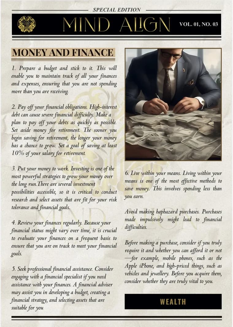 Mind Align Daily, Vol. 01 No. 03: Money and finance