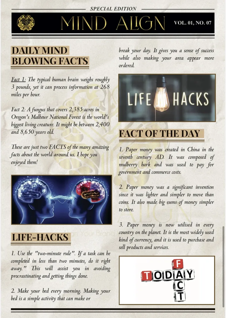 Mind Align Daily, Vol. 01 No. 07: Daily mind-blowing facts